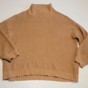 American Eagle Outfitters Tan Mock Neck Oversized Chunky Sweater S